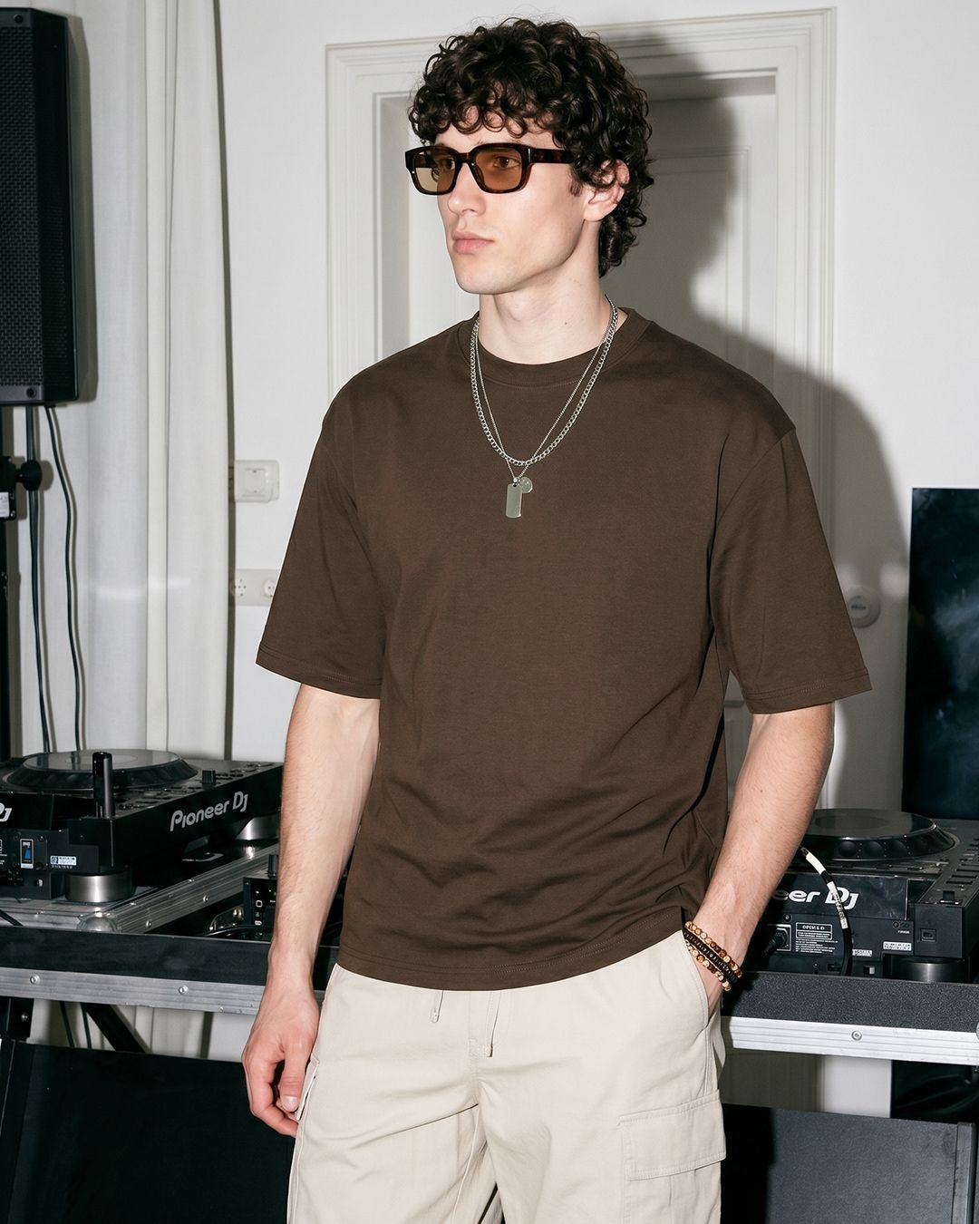 Men's Chocolate Brown Oversized T-shirt thumbnail 1